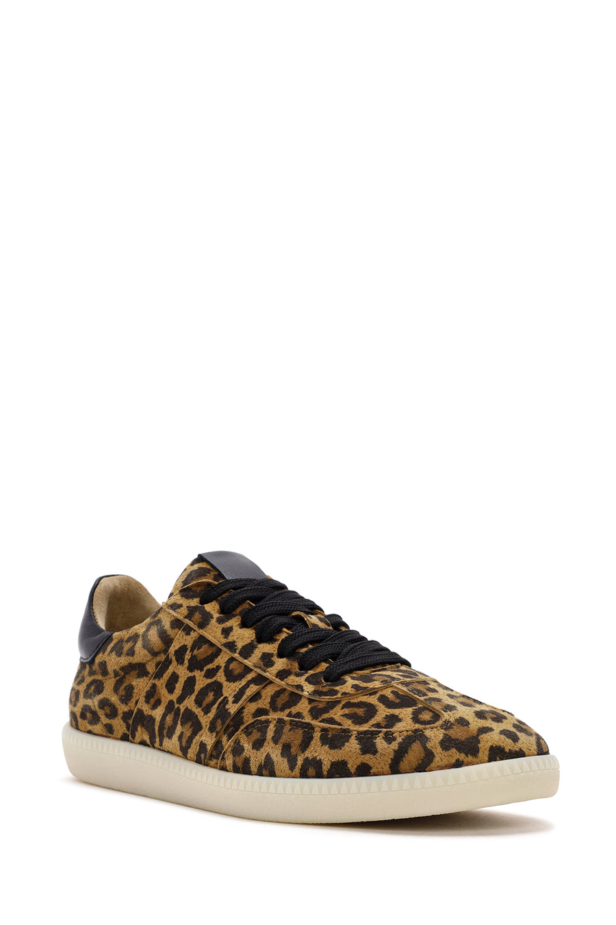 Women's Brown Lace-Up Patterned Suede Leather Sneakers