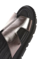 
Women's Anthracite Thick Sole Metallic Leather Slippers
 | Derimod