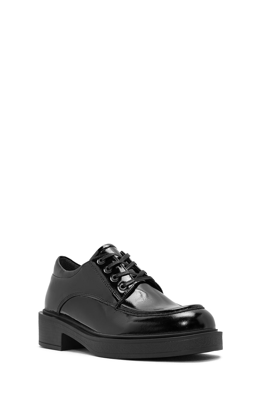 Women's Black Lace-Up Leather Oxford Shoes