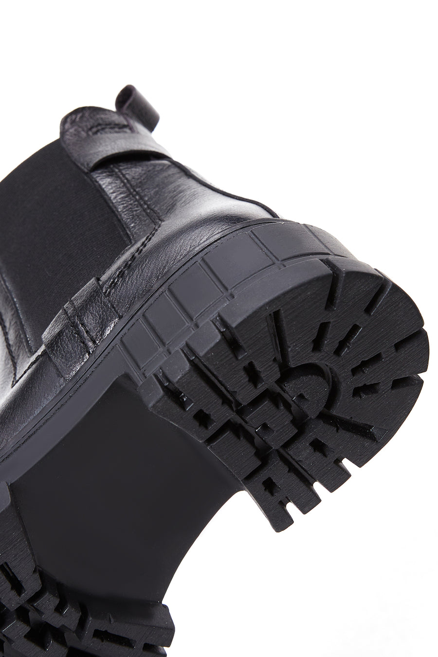 Women's Black Thick Heeled Leather Chelsea Boots