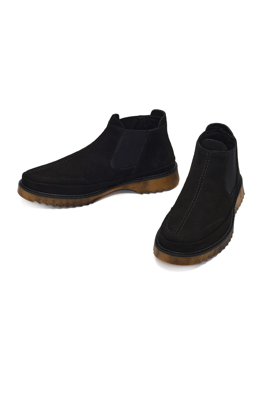 Male Black Nubuck Leather Chelsea Boots
