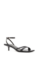 Women's Black Ankle Strap Heeled Patent Leather Sandals | Derimod
