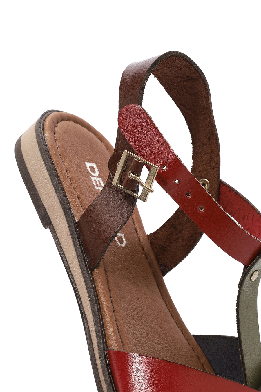Women's Multicolored Ankle Strap Leather Bodrum Sandals