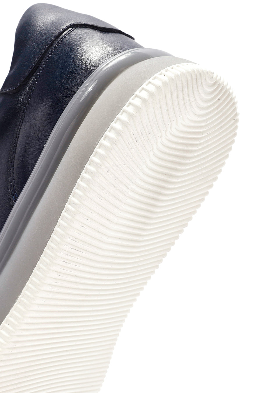 Erkek Lacivert Bağcıklı Deri Sneaker