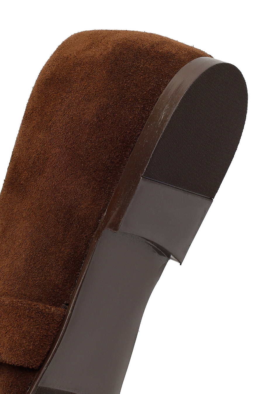 Women's Brown Suede Leather Ballet Flats with Rhinestones