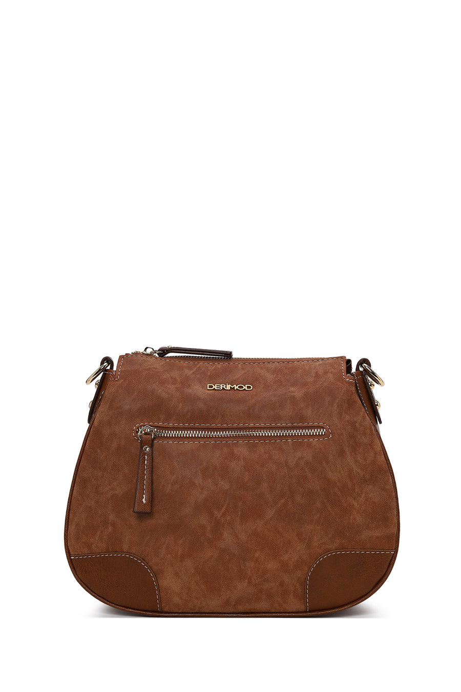 Woman Tobacco Long-Strap Nubuck Crossbody Bag