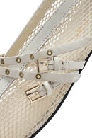 Women's Beige Buckled Mesh Fabric Ballerinas | Derimod
