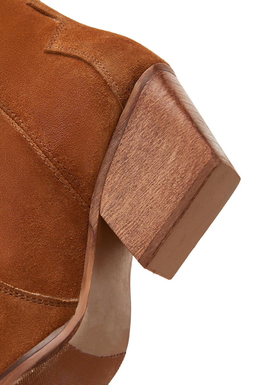 Women's Beige Suede Leather Cowboy Heeled Boots
