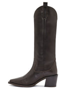 Women's Brown Chunky Heel Leather Cowboy Boots | Derimod