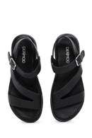 Kadın Siyah Deri Comfort Sandalet | Derimod