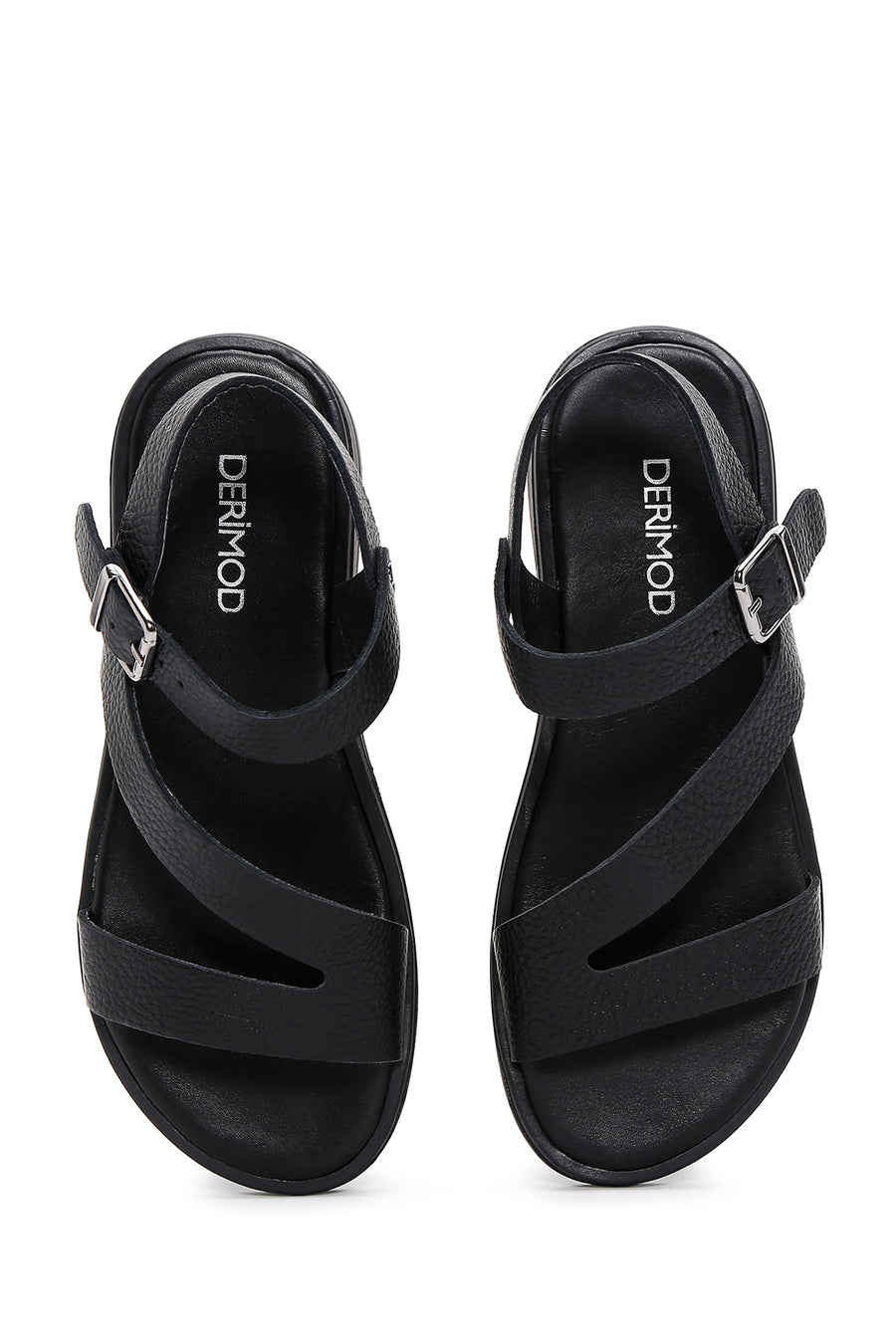 Kadın Siyah Deri Comfort Sandalet