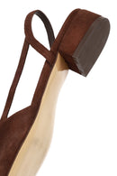 Women's Brown Open Back Suede Leather Ballet Flats | Derimod