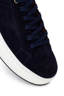 Erkek Lacivert Bağcıklı Süet Deri Sneaker | Derimod
