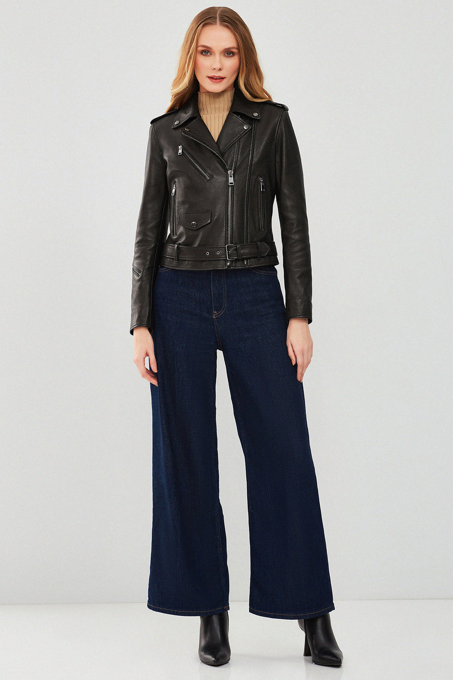 London Women's Black Biker Leather Jacket