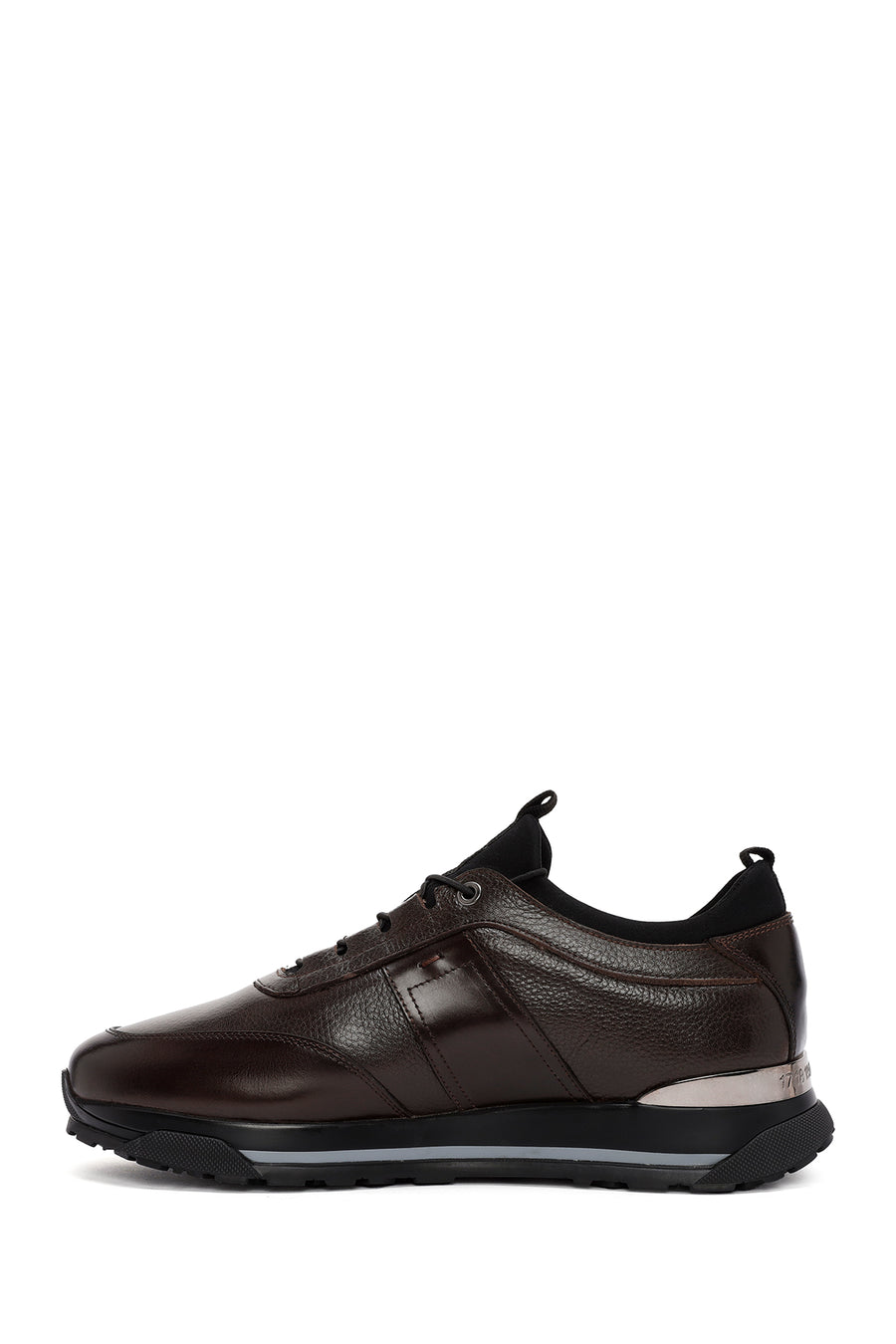 Erkek Kahverengi Bağcıklı Deri Casual Sneaker