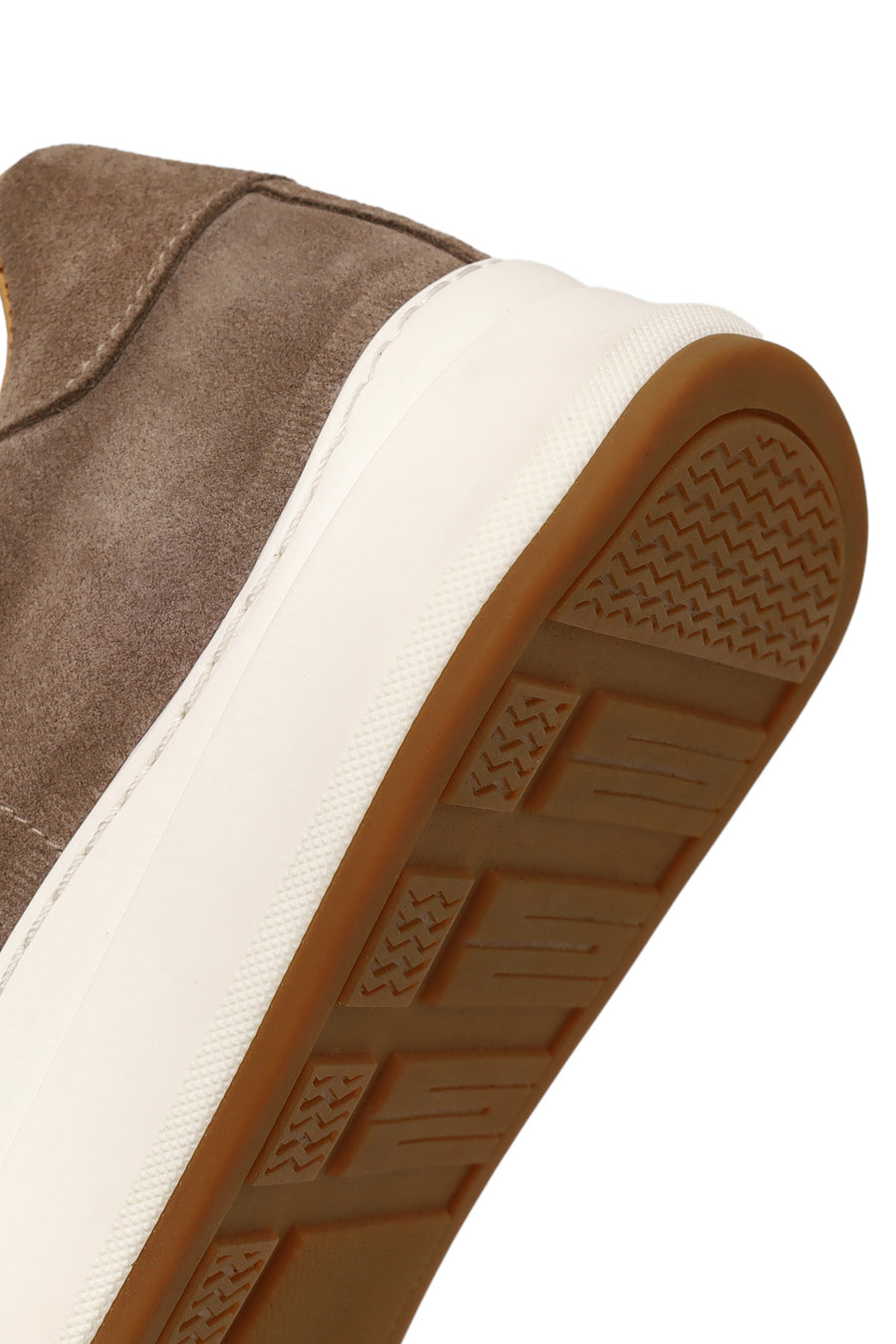 Male Beige Lace-Up Thick-Soled Suede Leather Sneaker