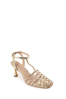Woman Gold Ankle Buckle Open-Back Stiletto High Heel | Derimod