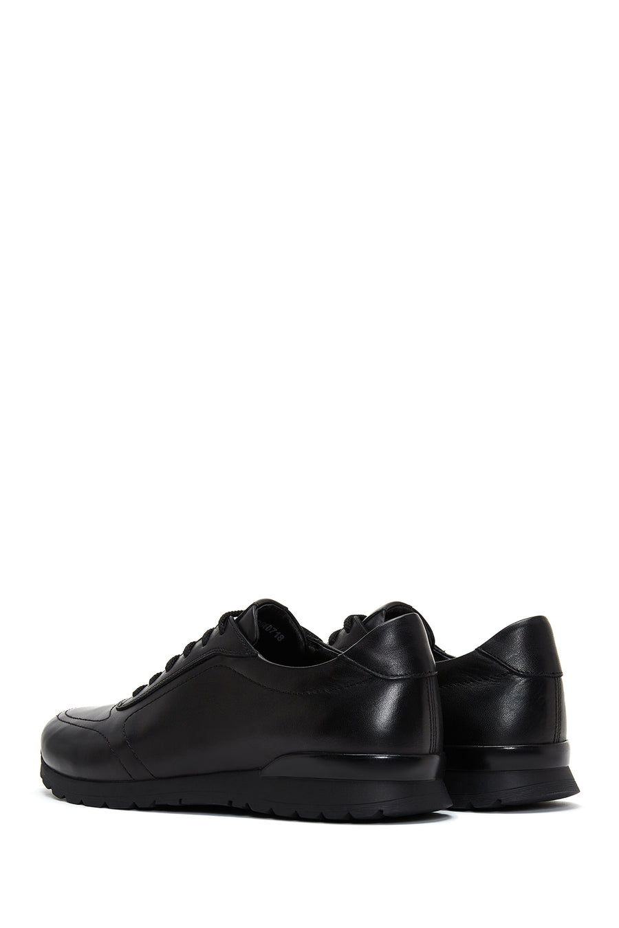 Men's Black Lace-Up Leather Casual Sneaker
