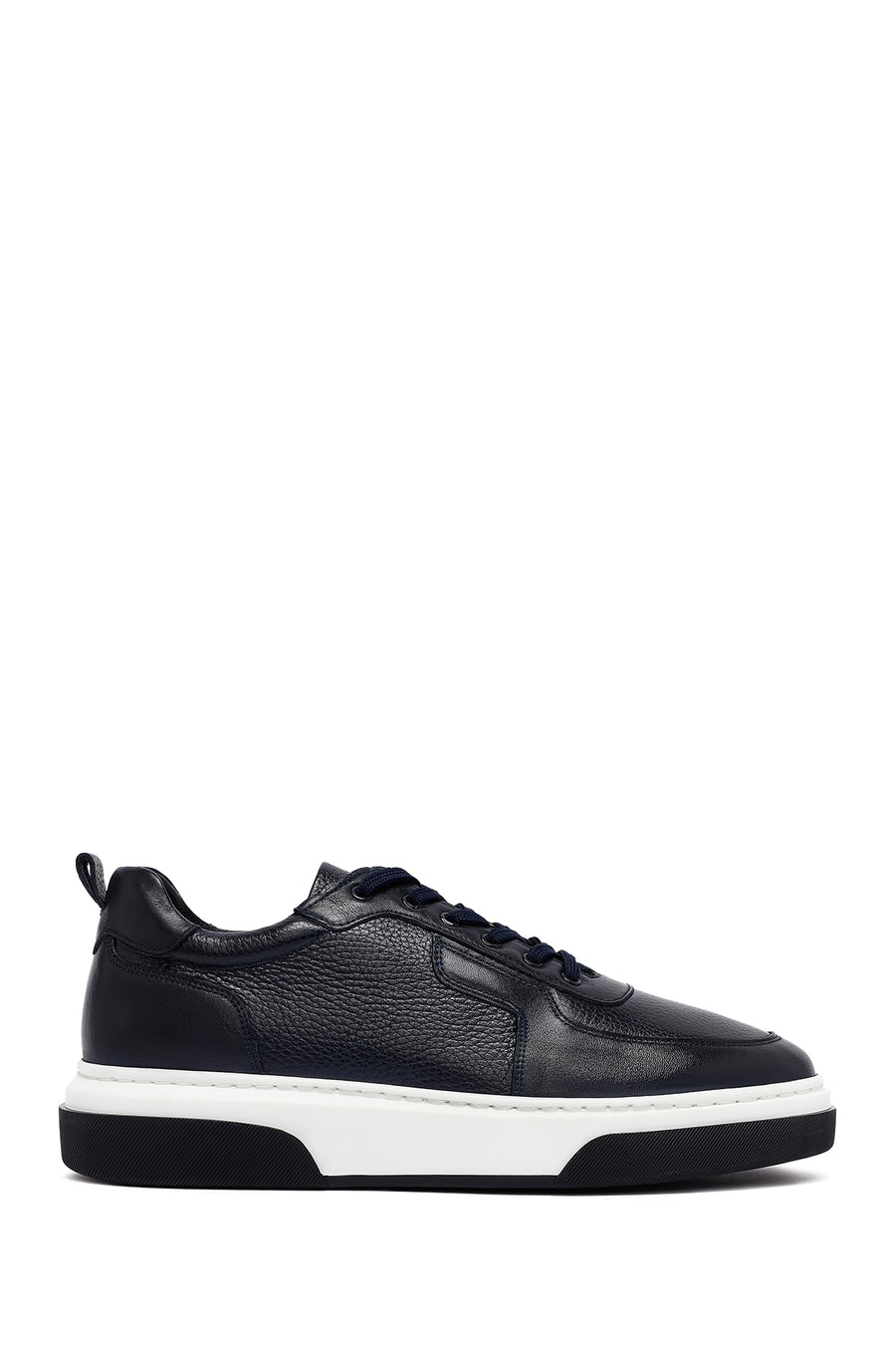 Erkek Lacivert Bağcıklı Kalın Tabanlı Deri Sneaker WM710006DF | Derimod