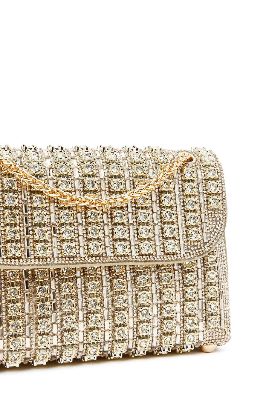 Women's Gold Chain Strap Embellished Evening Bag