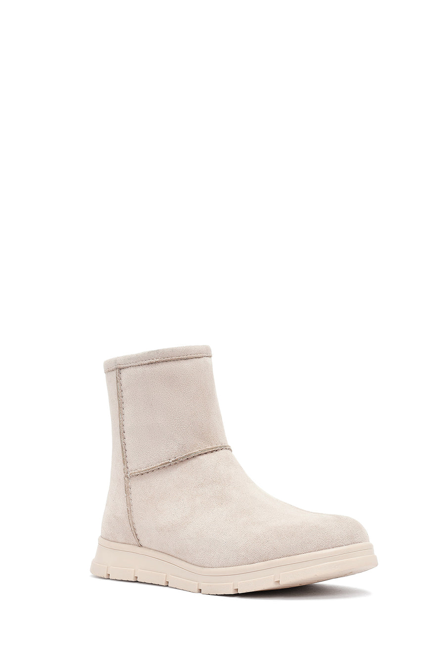Women's Beige Zippered Suede Teddy Boot