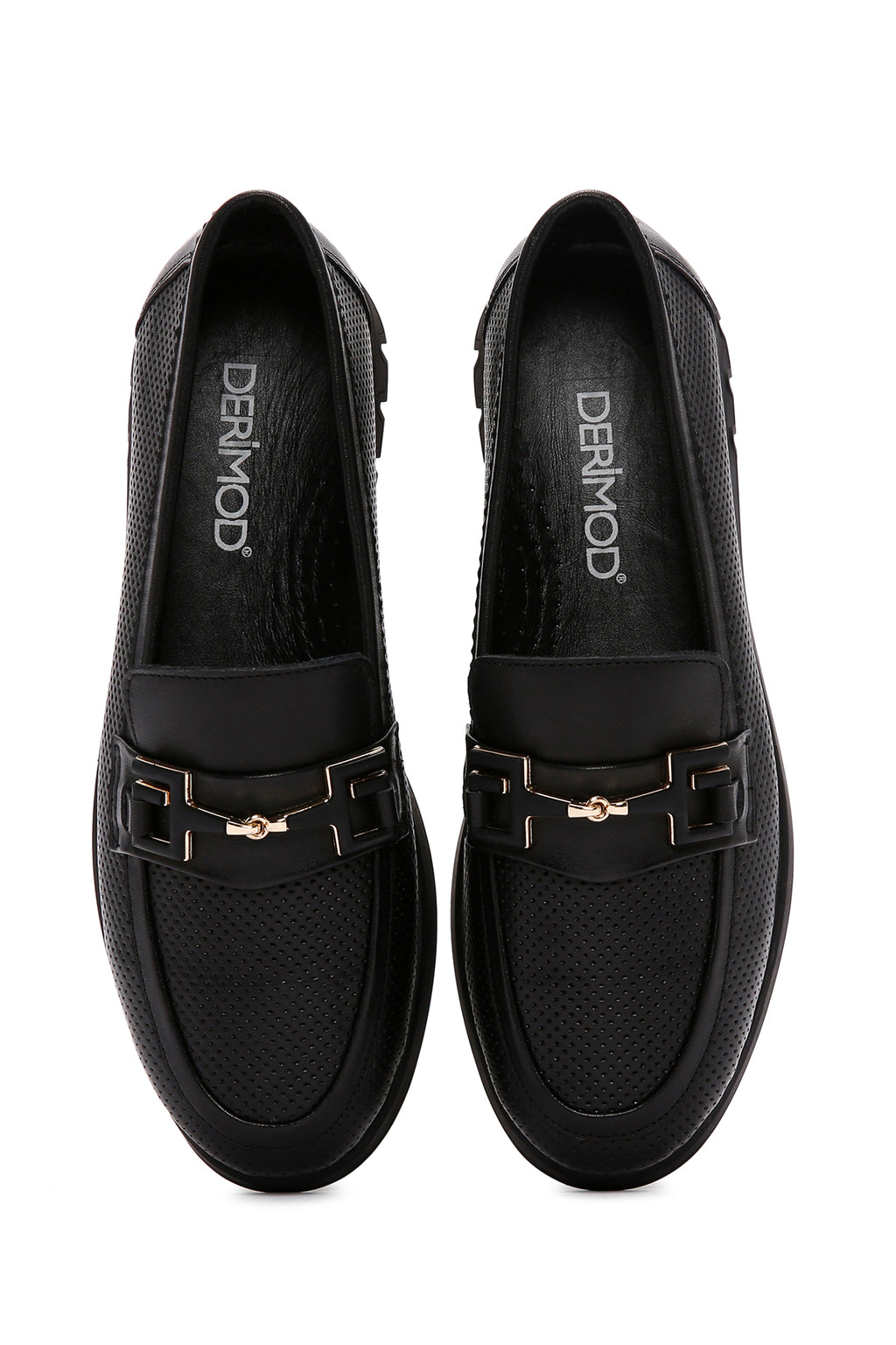 Kadın Siyah Tokalı Deri Comfort Loafer