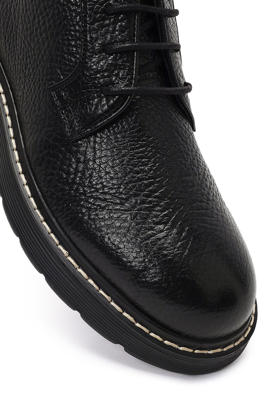 Men's Black Lace-Up Zipper Leather Casual Boot