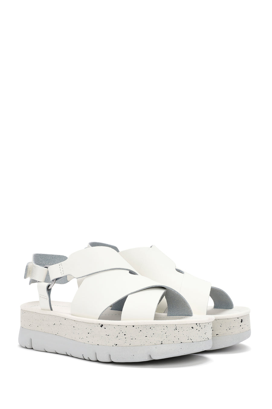 Camper Women's White Oruga Up Thick Soled Leather Sandals