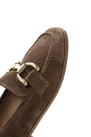 Women's Brown Suede Leather Buckle Loafer | Derimod