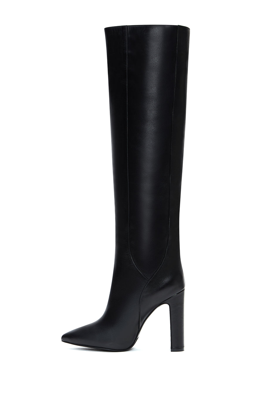 Women's Black Leather Heeled Boots