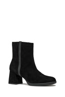 Geox Woman Black Zippered Chunky Heel Leather Boat | Derimod