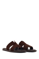 Women's Brown Suede Leather Slippers | Derimod