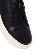 Erkek Siyah Bağcıklı Deri Sneaker | Derimod
