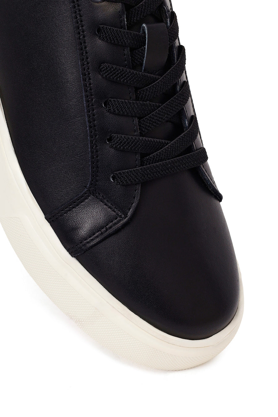 Erkek Siyah Bağcıklı Deri Sneaker