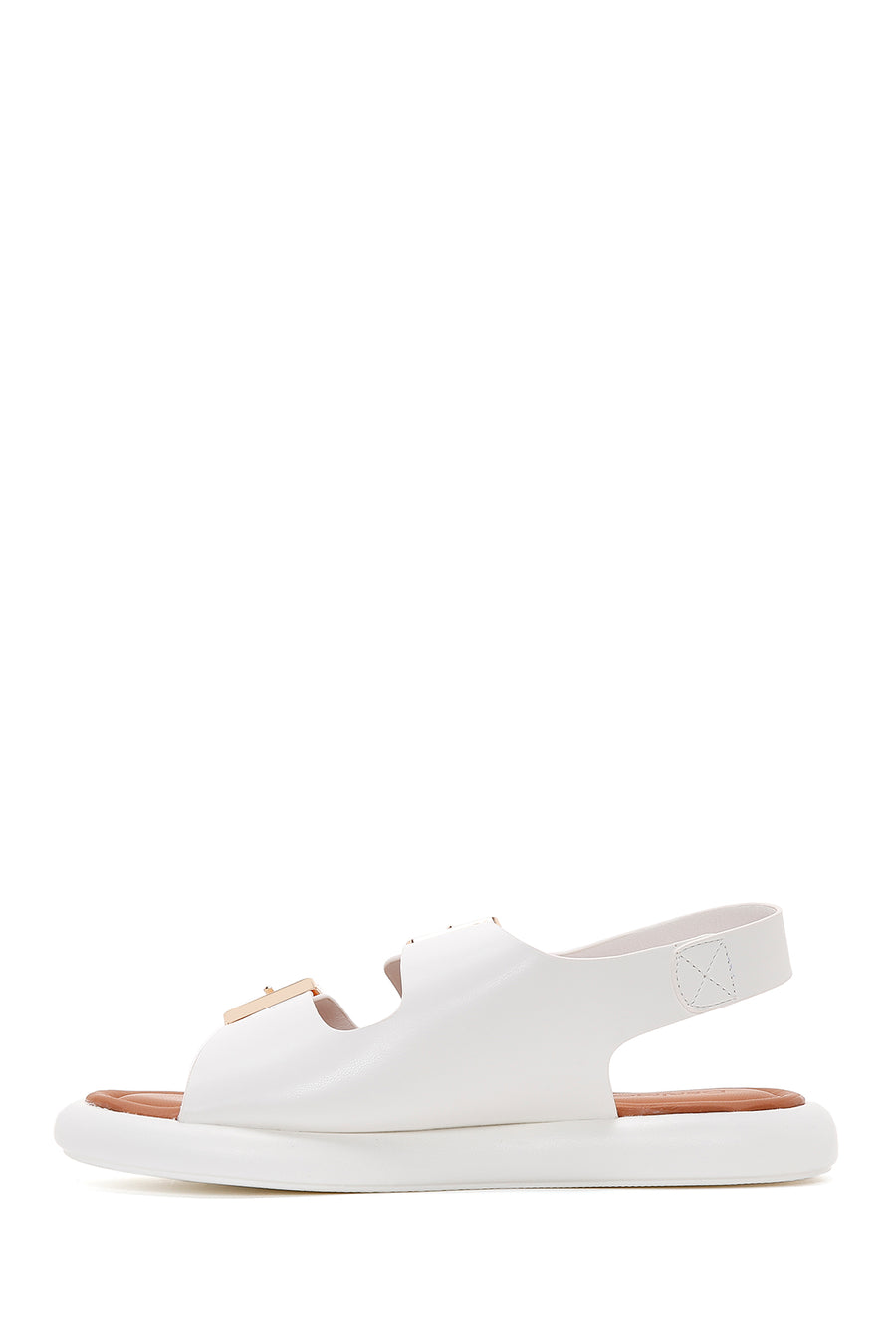 Women's White Double Buckle Sandals