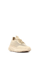 Derimod Zero Women Beige Lace-Up Thick-Soled Fabric Sneaker | Derimod