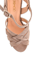 Women's Wedge Heel Suede Leather Sandals | Derimod