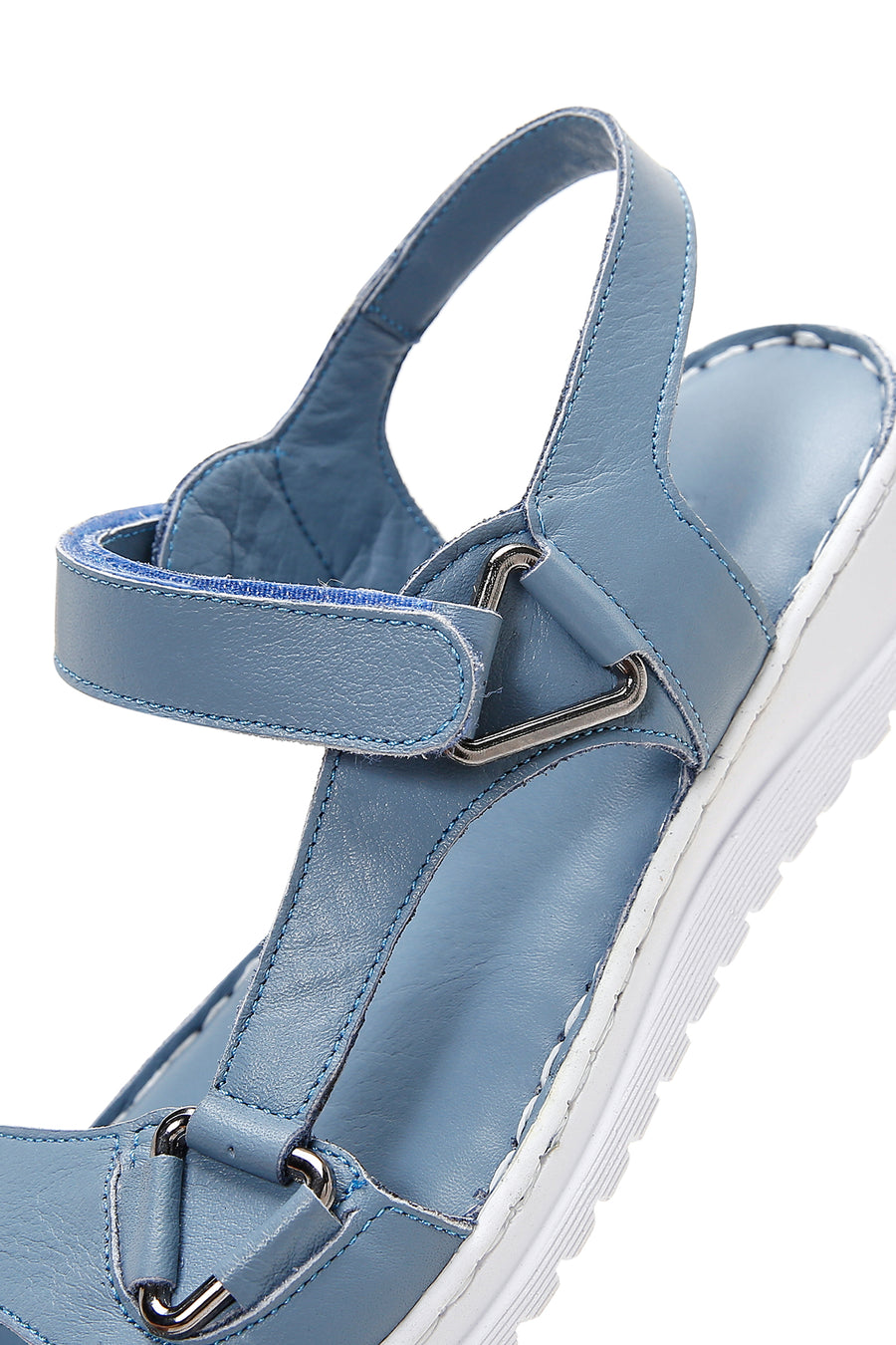 Kadın Mavi Deri Comfort Sandalet