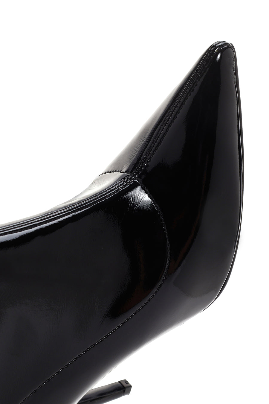 Women's Black Thin Heeled Zippered Patent Leather Classic Leather Boots