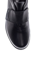 Women's Black Leather Wedge Heeled Comfort Shoes | Derimod