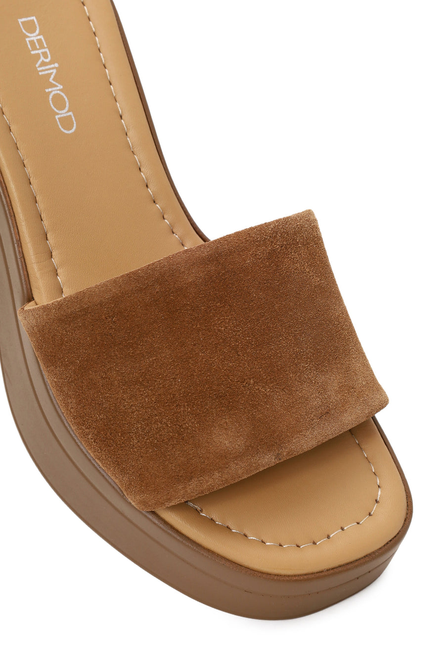 Woman Tan Thick-Soled Suede Slipper