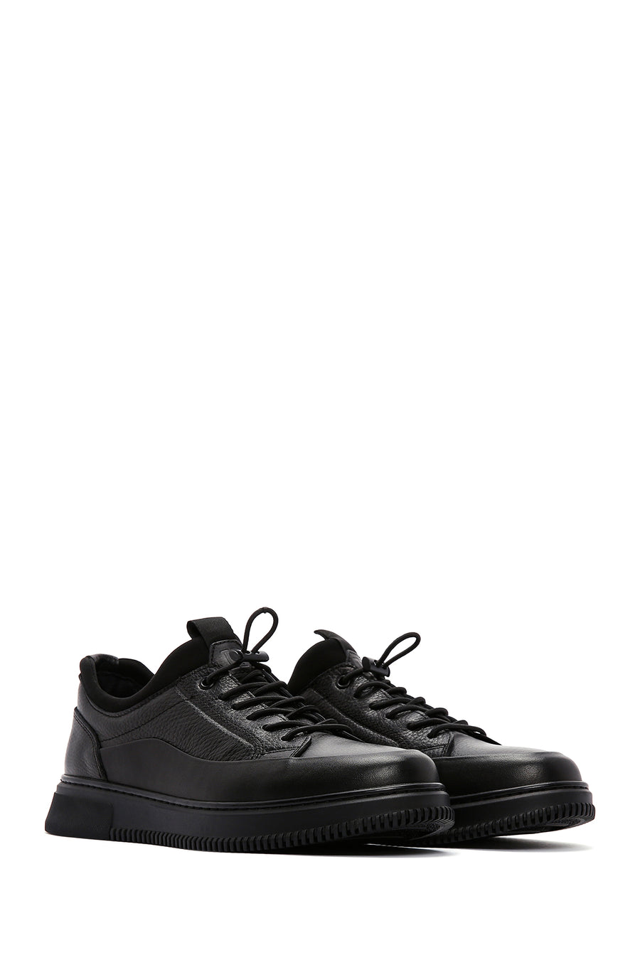 Men's Black Lace-up Leather Sneaker