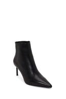 Woman Black Zip Closure Stiletto Heel Leather Boots | Derimod