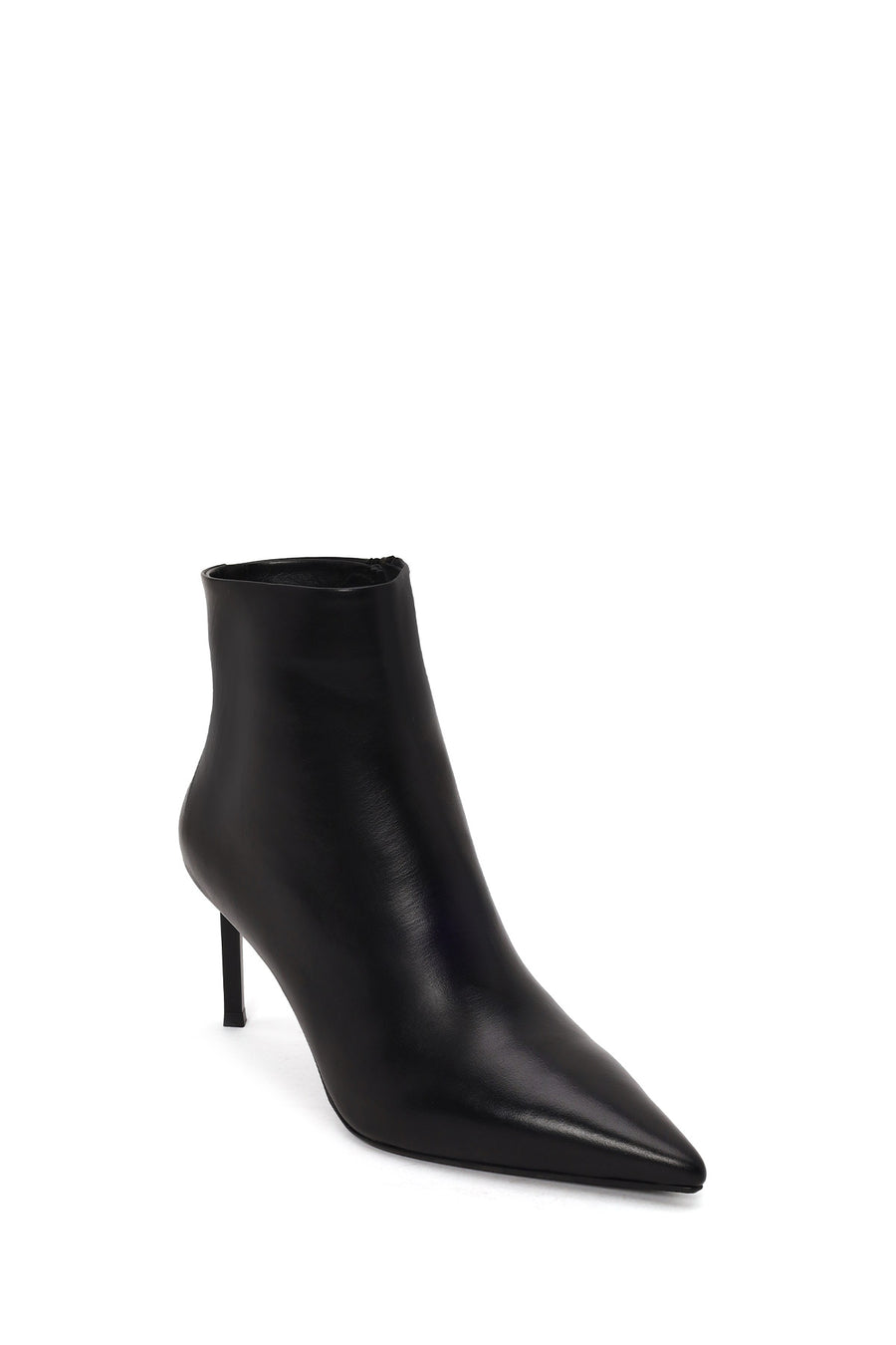 Woman Black Zip Closure Stiletto Heel Leather Boots