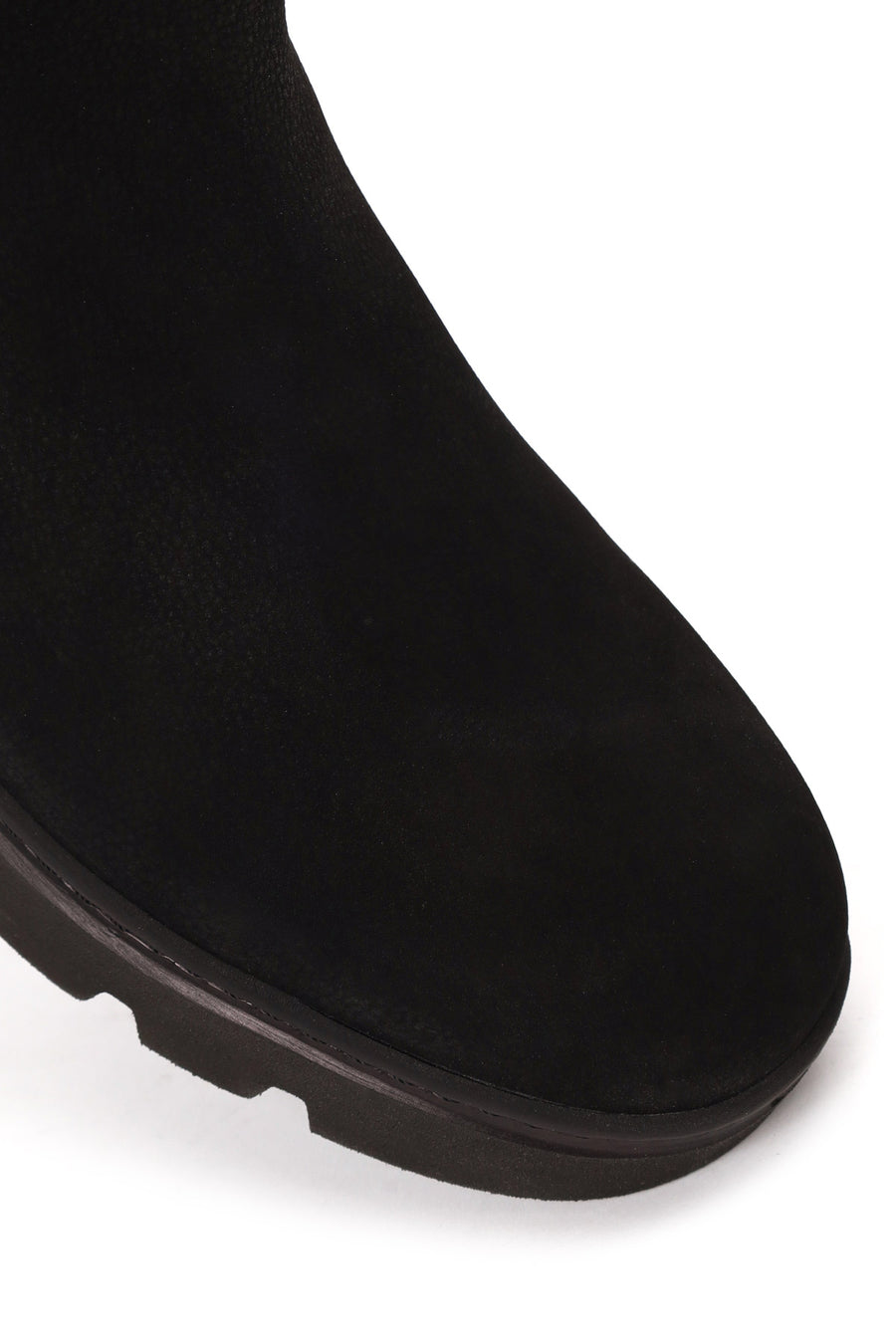 Male Black Thick-Soled Nubuck Leather Chelsea Boots