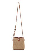 Women's Beige Long Strap Straw Crossbody Bag | Derimod