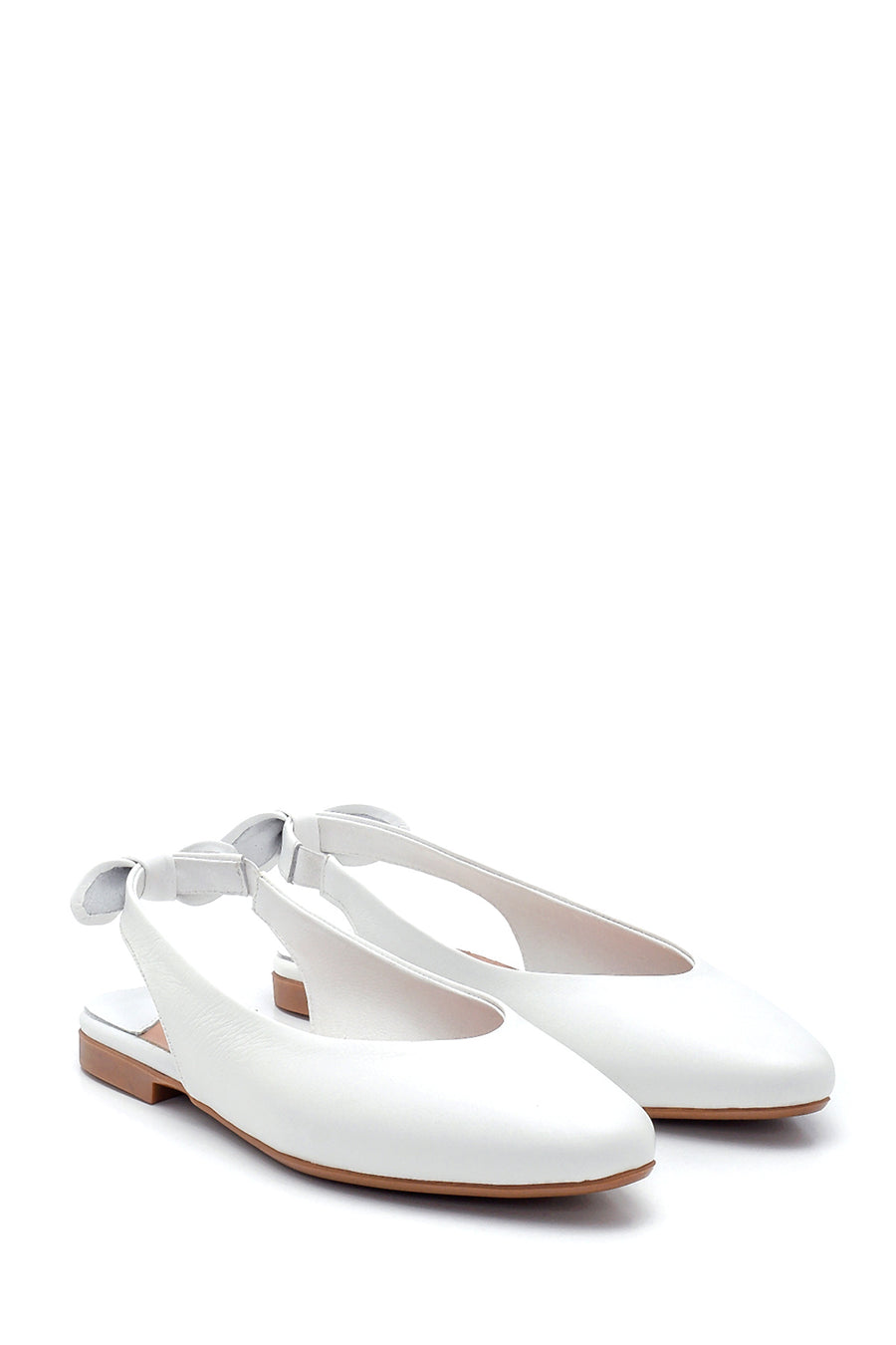 Women's Leather Bow Detailed Ballerinas
