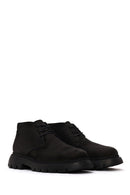 Male Black Lace-up Nubuck Leather Casual Boots | Derimod