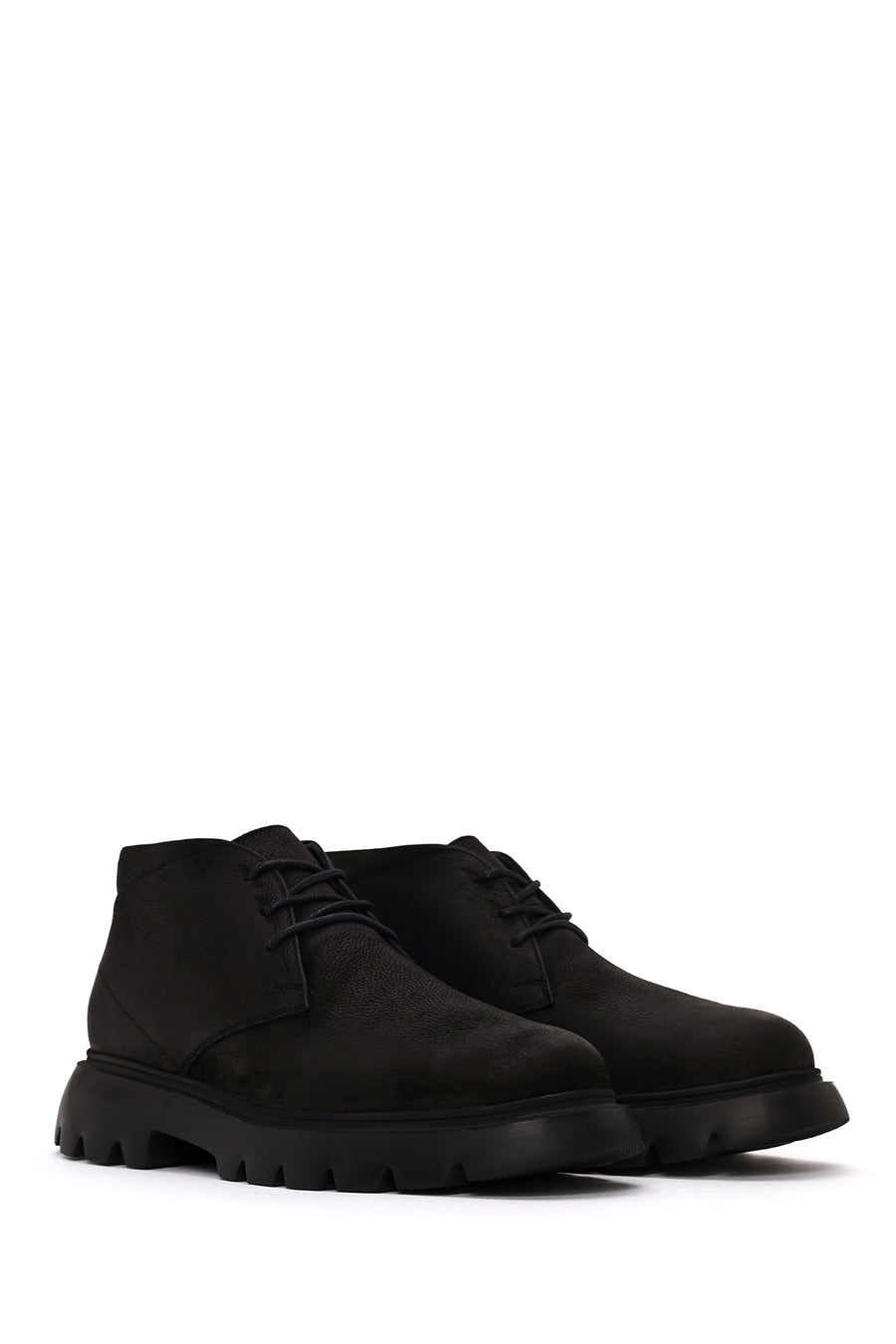 Male Black Lace-up Nubuck Leather Casual Boots