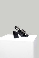 Women's Black Faux Leather Sandals | Derimod